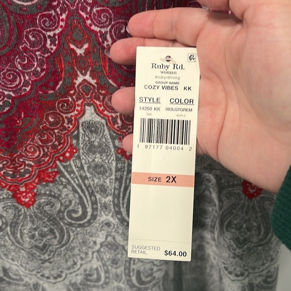 Ruby Rd Woman Cozy Vibes Long sleeve top, 2X, NWT - Picture 3 of 5